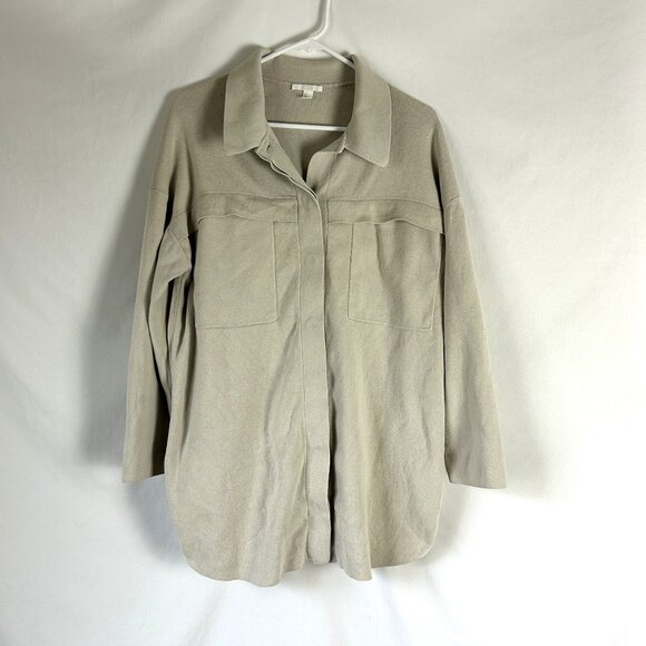 COS Sweater Knit Cardigan Shacket S Oversized Taupe - Picture 1 of 6